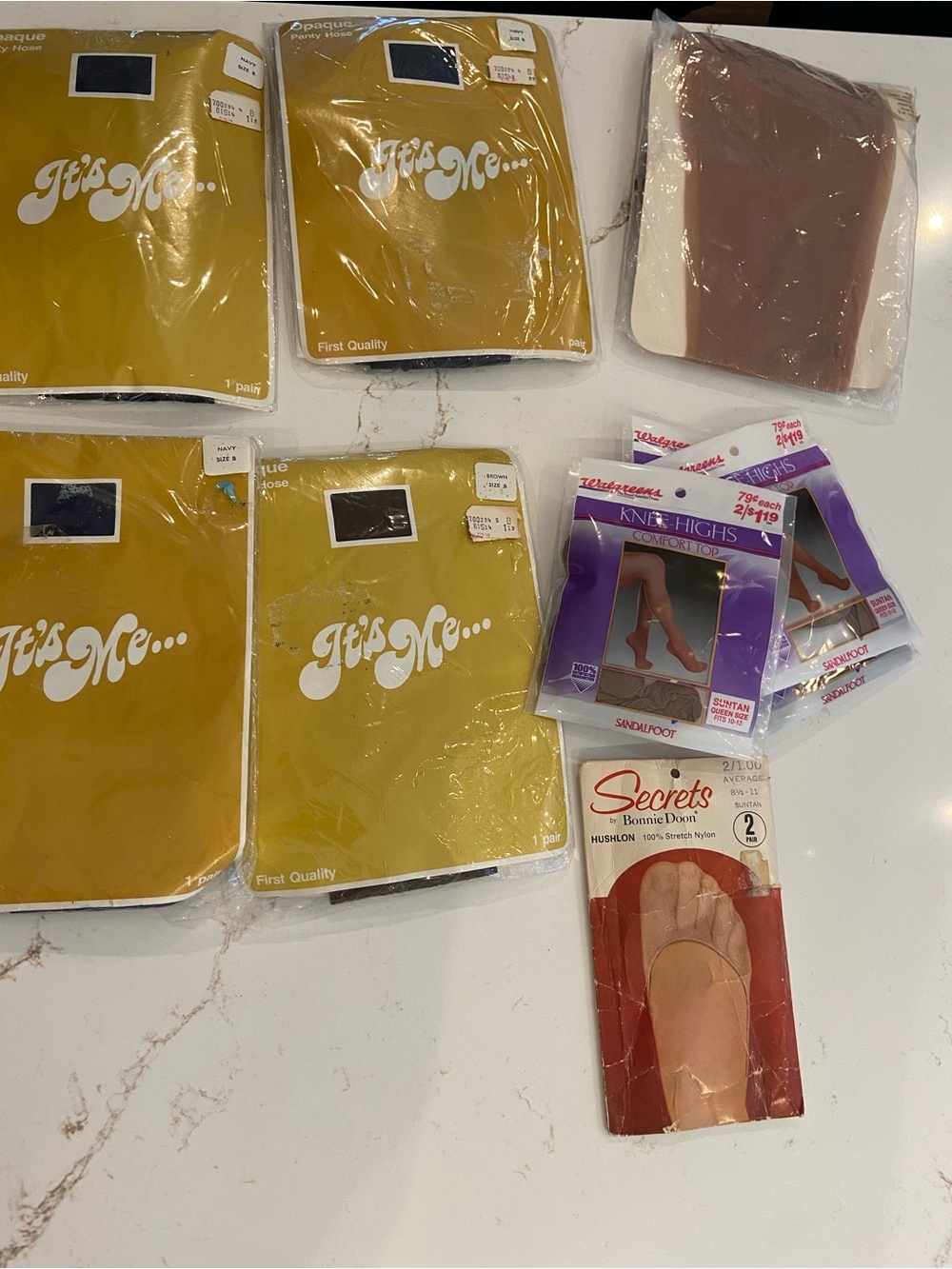 Vintage Lot Of It's Me Pantyhose Women's Size B / C Brown Navy Opaque Nylon NEW